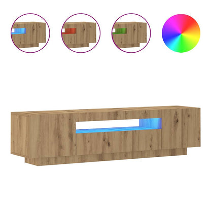 Meuble TV vidaXL avec lumières LED chêne artisan 160x35x40 cm