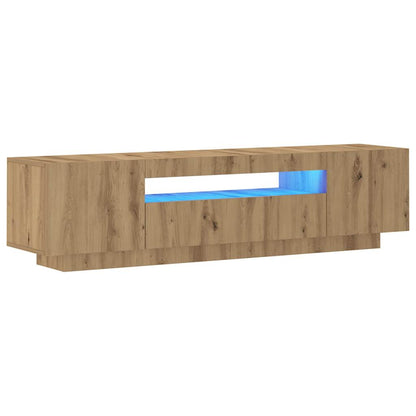 Meuble TV vidaXL avec lumières LED chêne artisan 160x35x40 cm