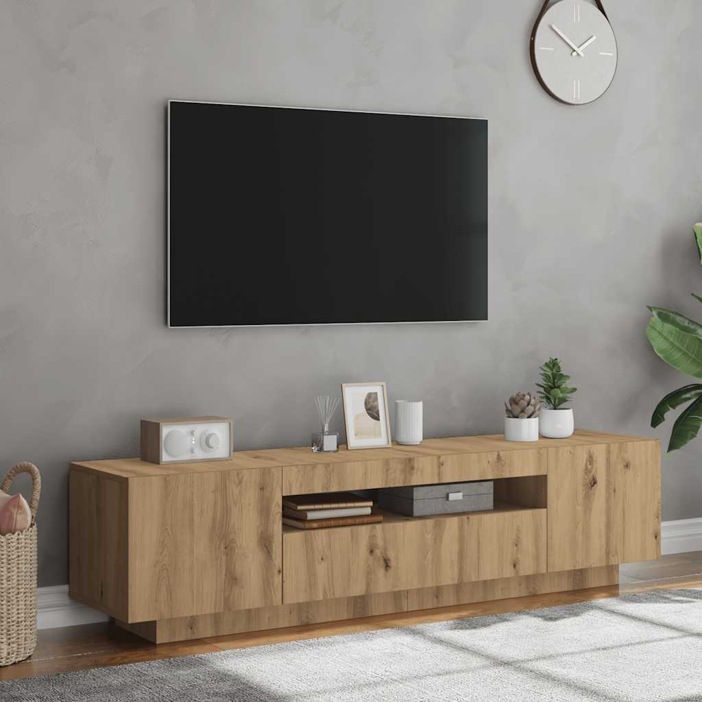 Meuble TV vidaXL avec lumières LED chêne artisan 160x35x40 cm