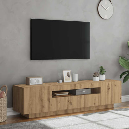 Meuble TV vidaXL avec lumières LED chêne artisan 160x35x40 cm