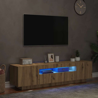 Meuble TV vidaXL avec lumières LED chêne artisan 160x35x40 cm