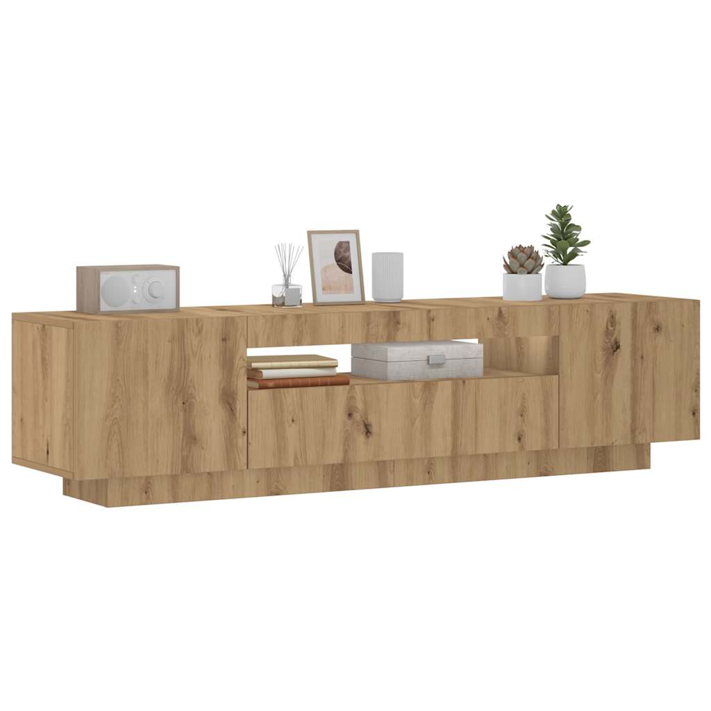 Meuble TV vidaXL avec lumières LED chêne artisan 160x35x40 cm