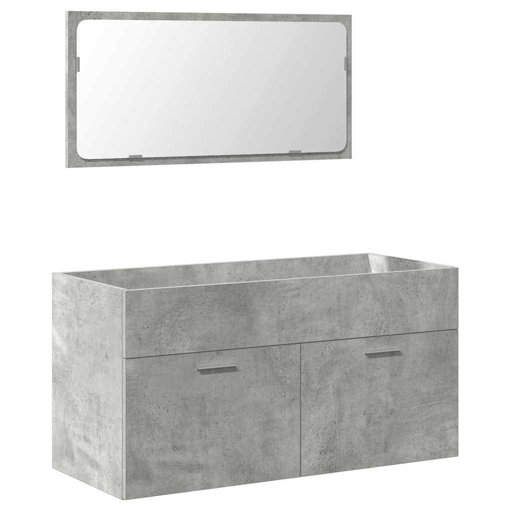 vidaXL Badschrank mit Spiegel Betongrau Holzwerkstoff