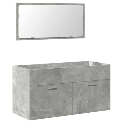 vidaXL Badschrank mit Spiegel Betongrau Holzwerkstoff