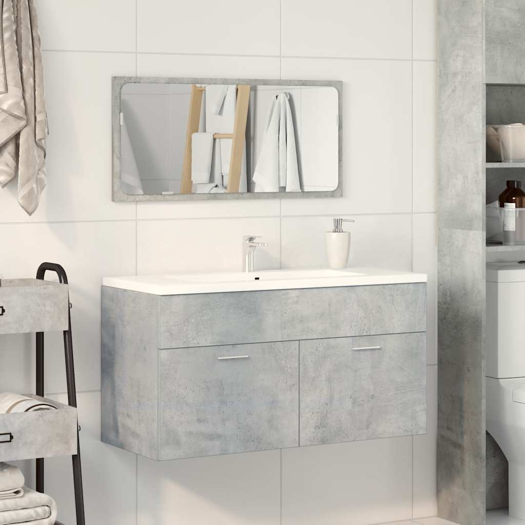 vidaXL Badschrank mit Spiegel Betongrau Holzwerkstoff