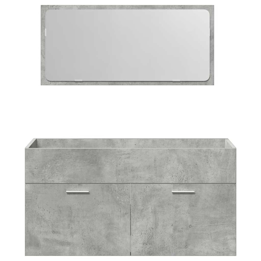 vidaXL Badschrank mit Spiegel Betongrau Holzwerkstoff