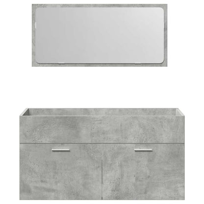 vidaXL Badschrank mit Spiegel Betongrau Holzwerkstoff