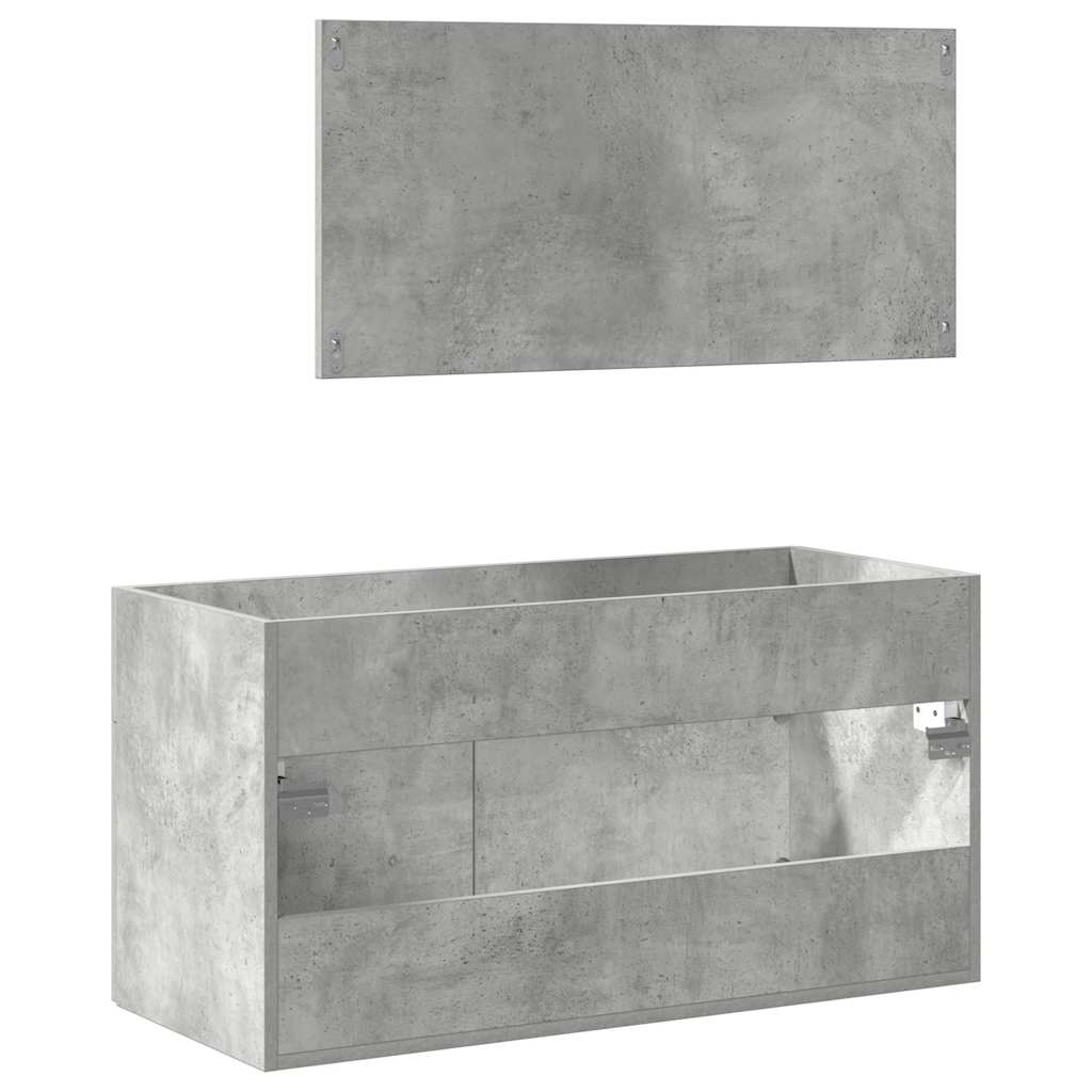 vidaXL Badschrank mit Spiegel Betongrau Holzwerkstoff