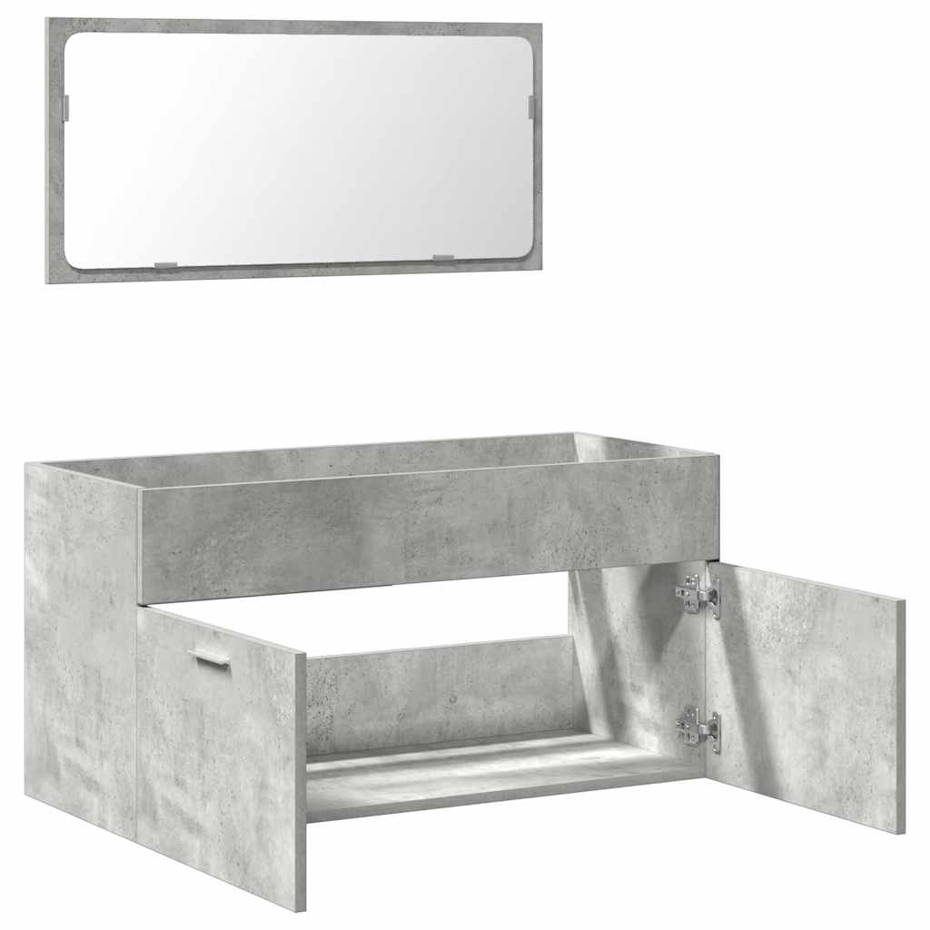 vidaXL Badschrank mit Spiegel Betongrau Holzwerkstoff