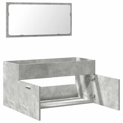 vidaXL Badschrank mit Spiegel Betongrau Holzwerkstoff
