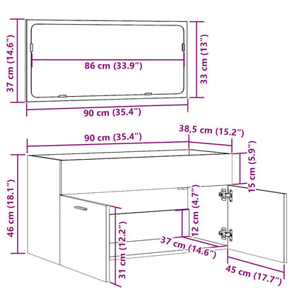 vidaXL Badschrank mit Spiegel Betongrau Holzwerkstoff