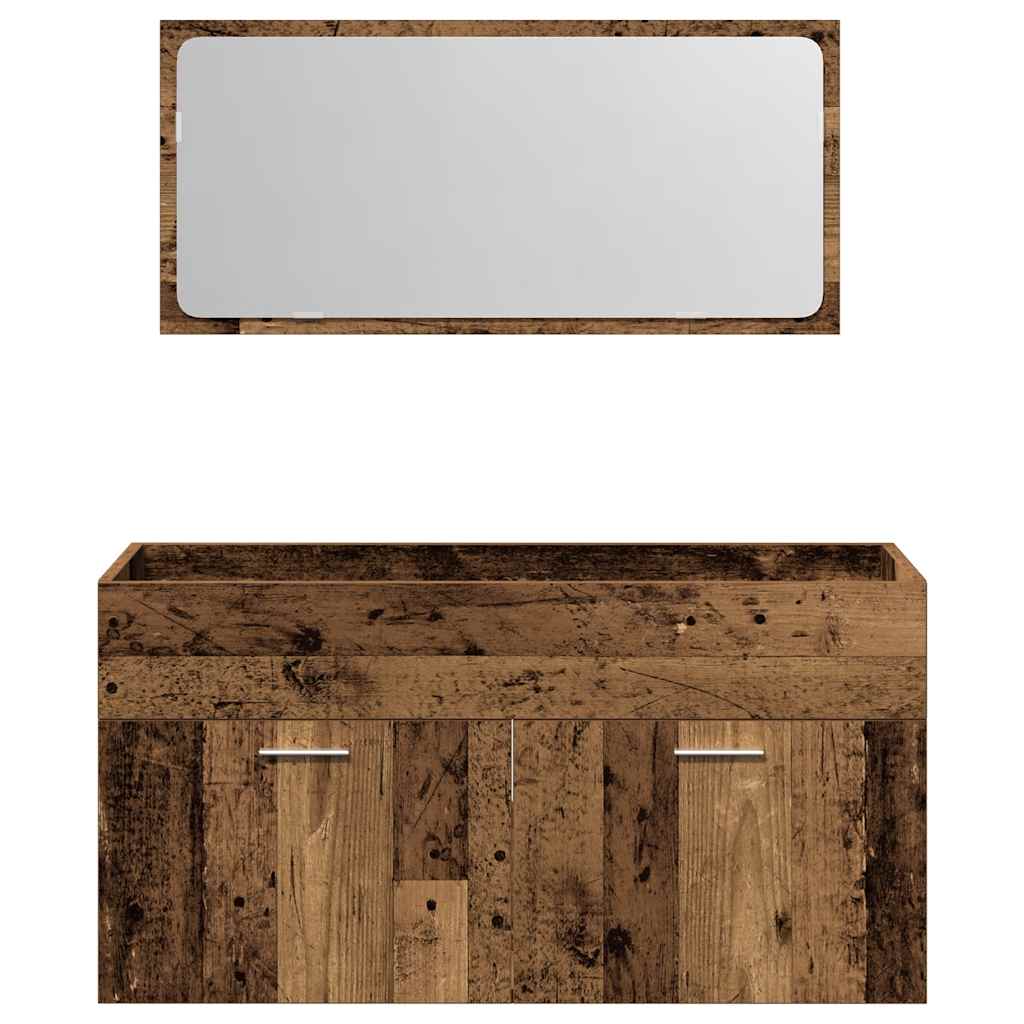 vidaXL Badschrank mit Spiegel Altholz-Optik Holzwerkstoff