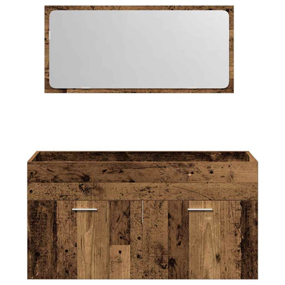 vidaXL Badschrank mit Spiegel Altholz-Optik Holzwerkstoff
