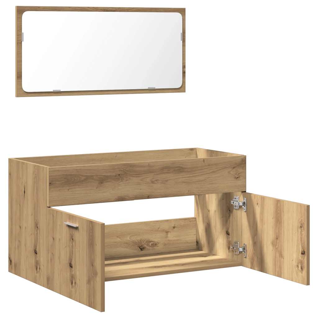 vidaXL Badschrank mit Spiegel Artisan-Eiche Holzwerkstoff