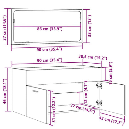 vidaXL Badschrank mit Spiegel Artisan-Eiche Holzwerkstoff