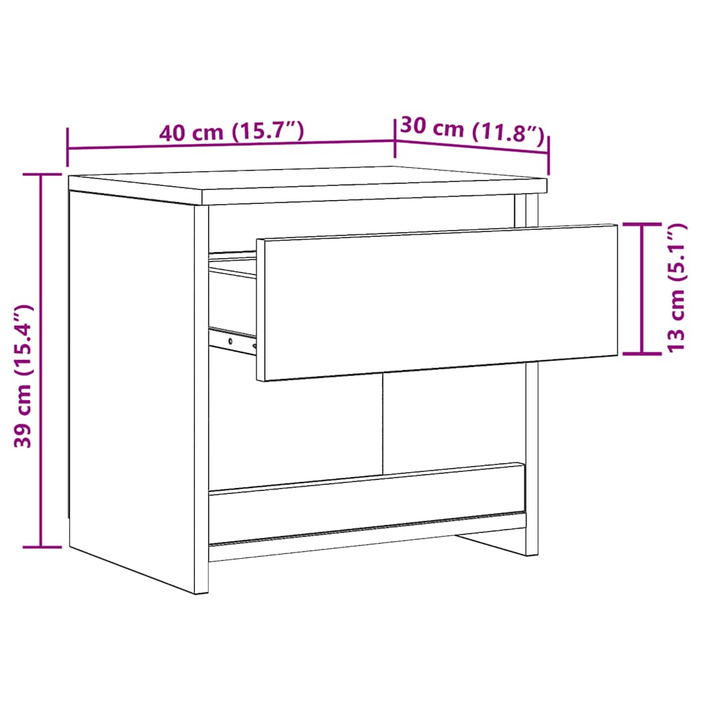 vidaXL Nachttisch Altholz-Optik 40x30x39 cm Holzwerkstoff