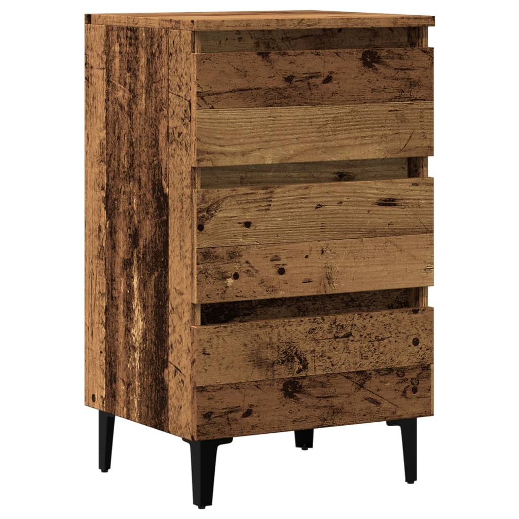vidaXL Table de chevet avec pieds en métal aspect bois de récupération 40x35x69 cm