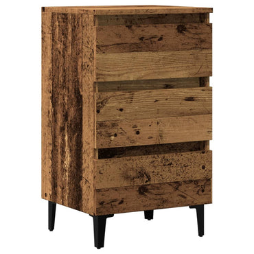 vidaXL Table de chevet avec pieds en métal aspect bois de récupération 40x35x69 cm