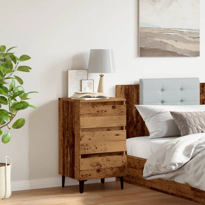 vidaXL Table de chevet avec pieds en métal aspect bois de récupération 40x35x69 cm