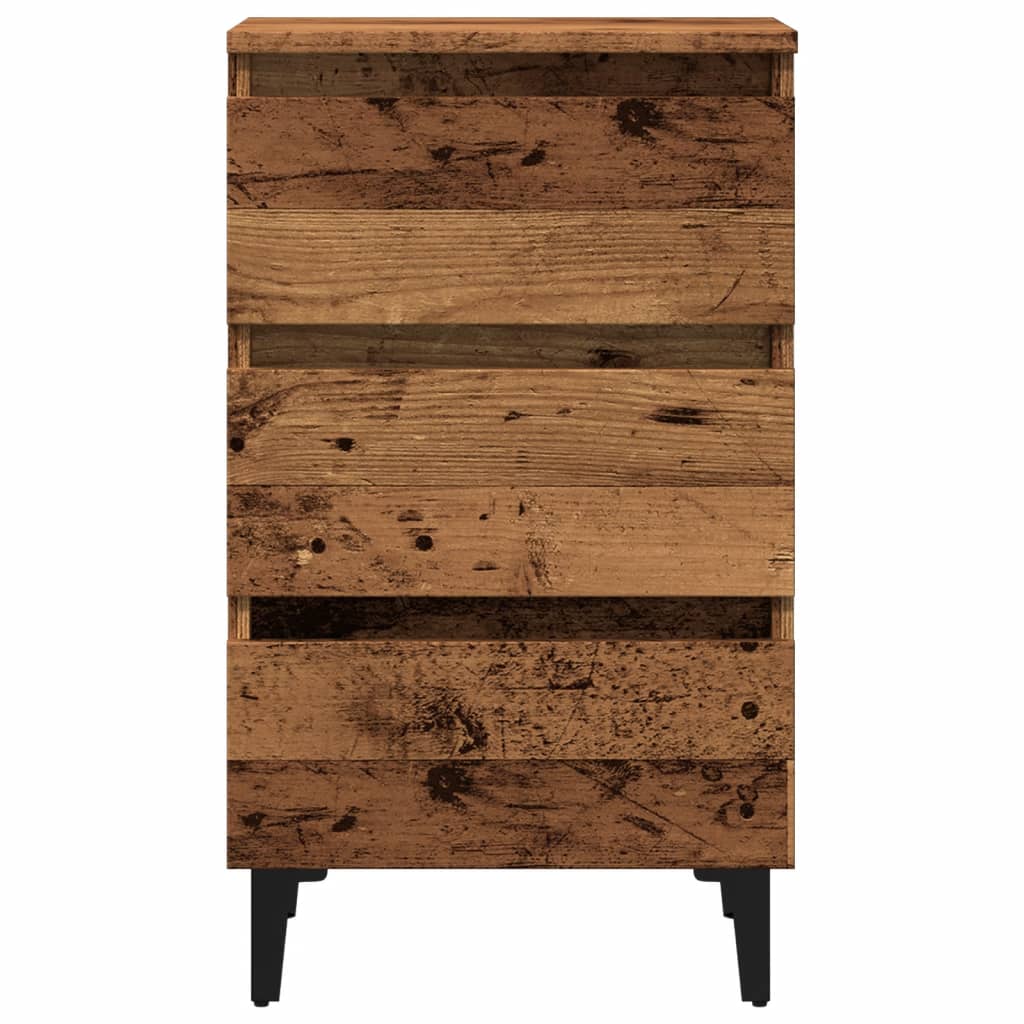 vidaXL Table de chevet avec pieds en métal aspect bois de récupération 40x35x69 cm