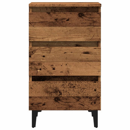 vidaXL Table de chevet avec pieds en métal aspect bois de récupération 40x35x69 cm