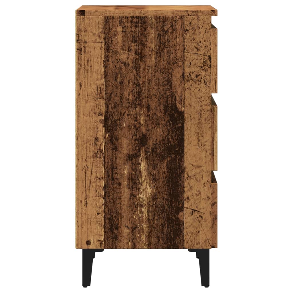 vidaXL Table de chevet avec pieds en métal aspect bois de récupération 40x35x69 cm