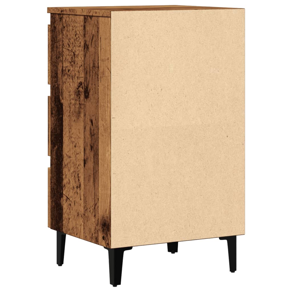 vidaXL Table de chevet avec pieds en métal aspect bois de récupération 40x35x69 cm
