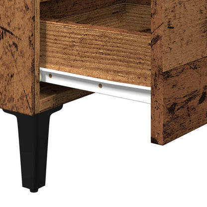 vidaXL Table de chevet avec pieds en métal aspect bois de récupération 40x35x69 cm