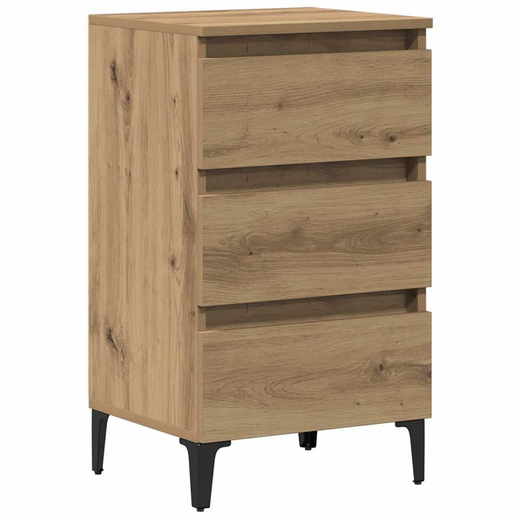 vidaXL Table de chevet avec pieds en métal Chêne artisan 40x35x69 cm