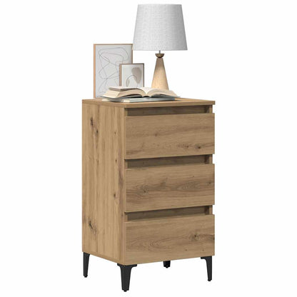 vidaXL Table de chevet avec pieds en métal Chêne artisan 40x35x69 cm