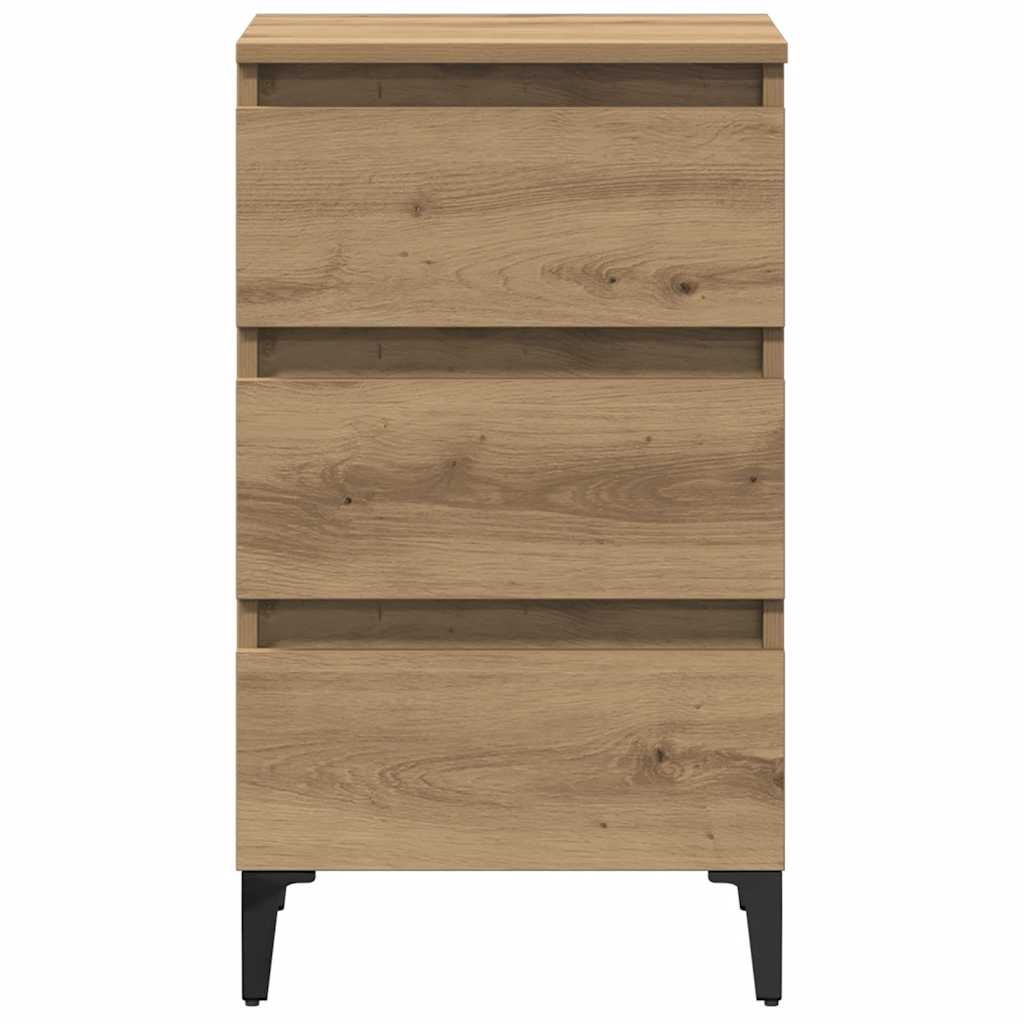 vidaXL Table de chevet avec pieds en métal Chêne artisan 40x35x69 cm
