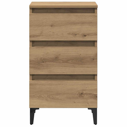 vidaXL Table de chevet avec pieds en métal Chêne artisan 40x35x69 cm