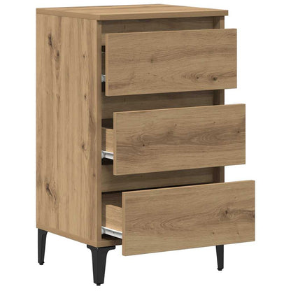 vidaXL Table de chevet avec pieds en métal Chêne artisan 40x35x69 cm