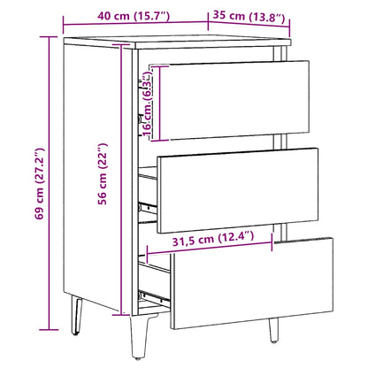 vidaXL Table de chevet avec pieds en métal Chêne artisan 40x35x69 cm
