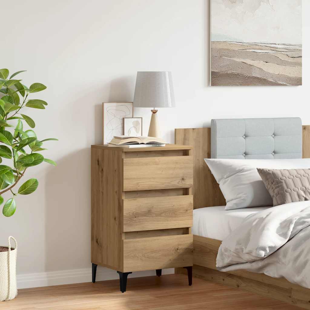vidaXL Table de chevet avec pieds en métal Chêne artisan 40x35x69 cm