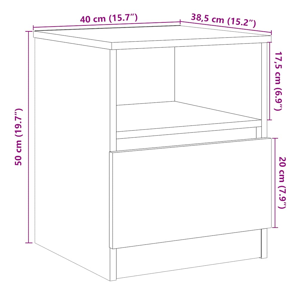 vidaXL Nachttische 2 Stk. Artisan-Eiche 40x40x50 cm Holzwerkstoff
