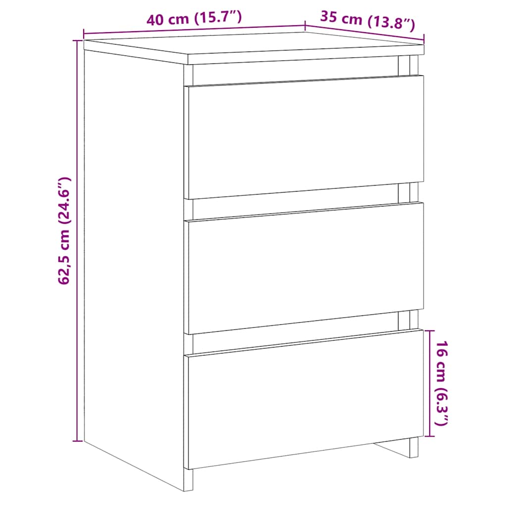 vidaXL Nachttisch Altholz-Optik 40x35x62,5 cm Holzwerkstoff
