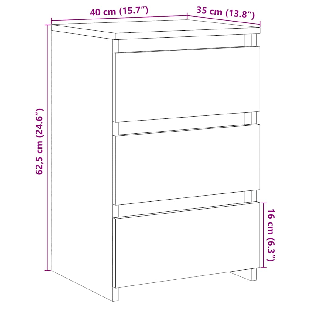 vidaXL Nachttisch Artisan-Eiche 40x35x62,5 cm Holzwerkstoff