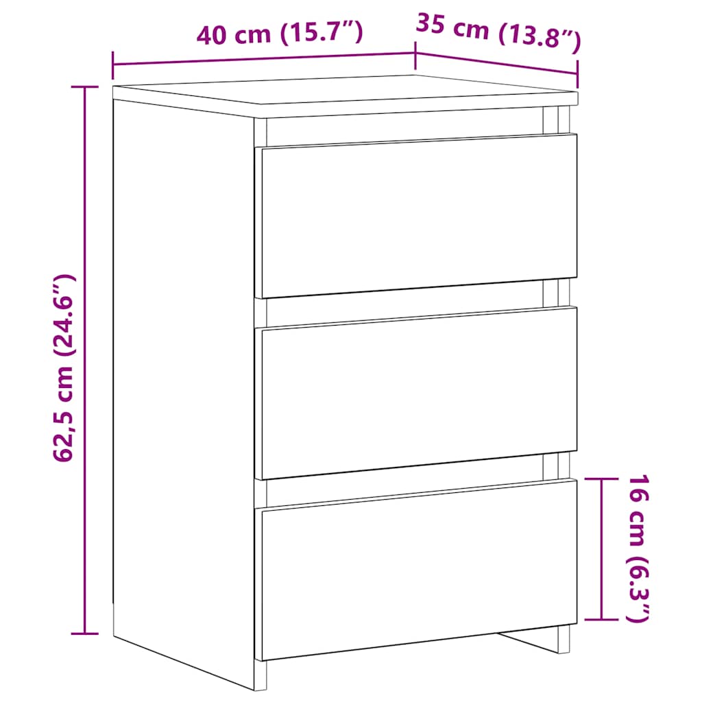 vidaXL Nachttische 2 Stk. Artisan-Eiche 40x35x62,5 cm Holzwerkstoff