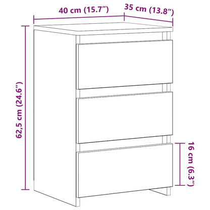 vidaXL Nachttische 2 Stk. Artisan-Eiche 40x35x62,5 cm Holzwerkstoff