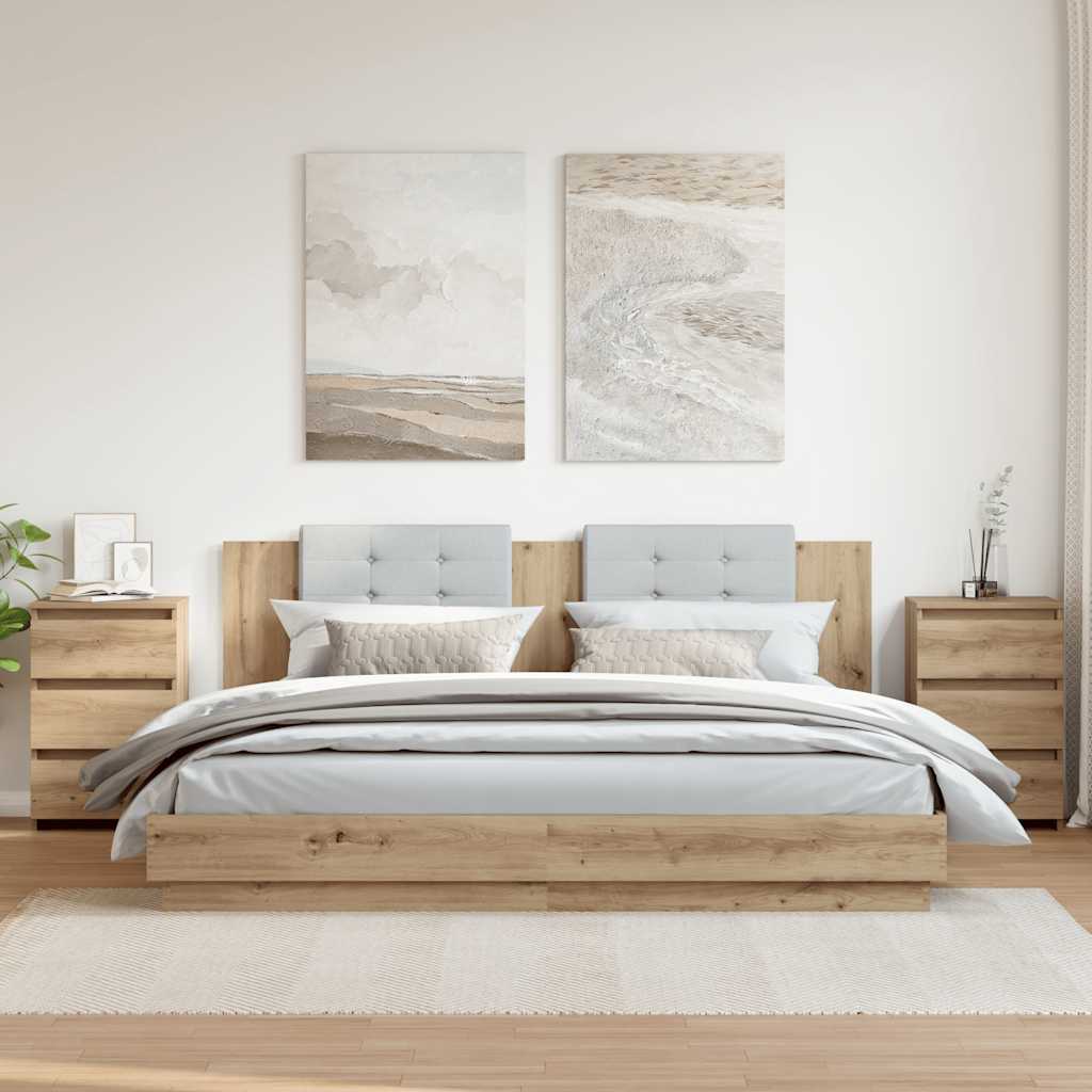 vidaXL Nachttische 2 Stk. Artisan-Eiche 40x35x62,5 cm Holzwerkstoff