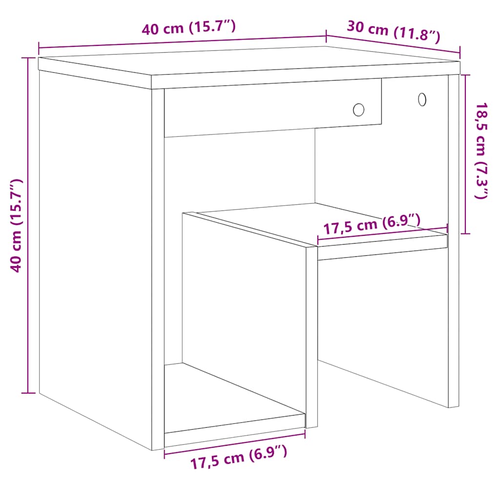 vidaXL Nachttische 2 Stk. Altholz-Optik 40x30x40 cm Holzwerkstoff