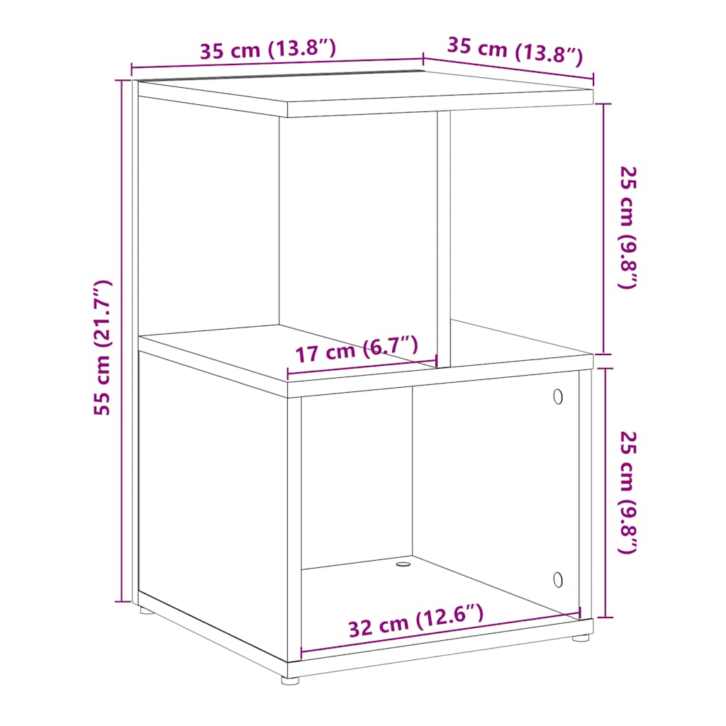vidaXL Nachttisch Altholz-Optik 35x35x55 cm Holzwerkstoff