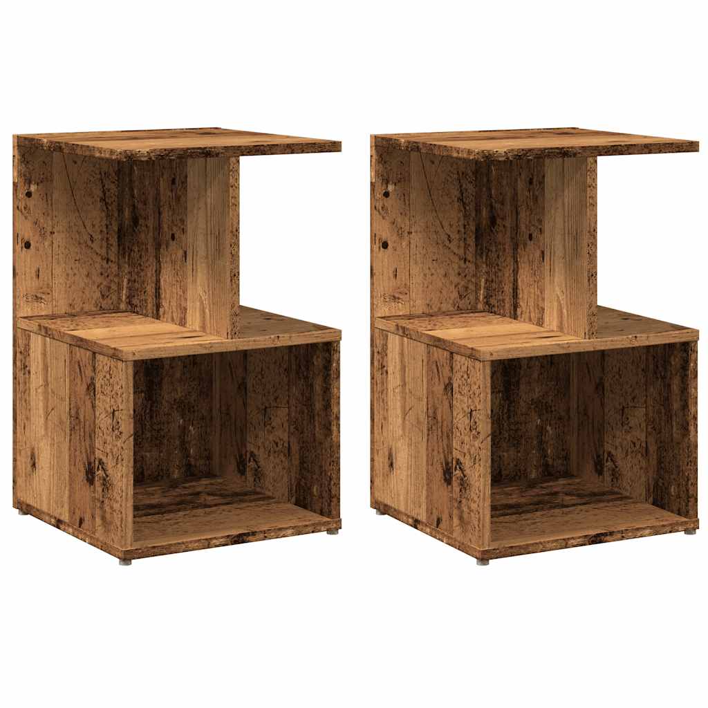 vidaXL Nachttische 2 Stk. Altholz-Optik 35x35x55 cm Holzwerkstoff