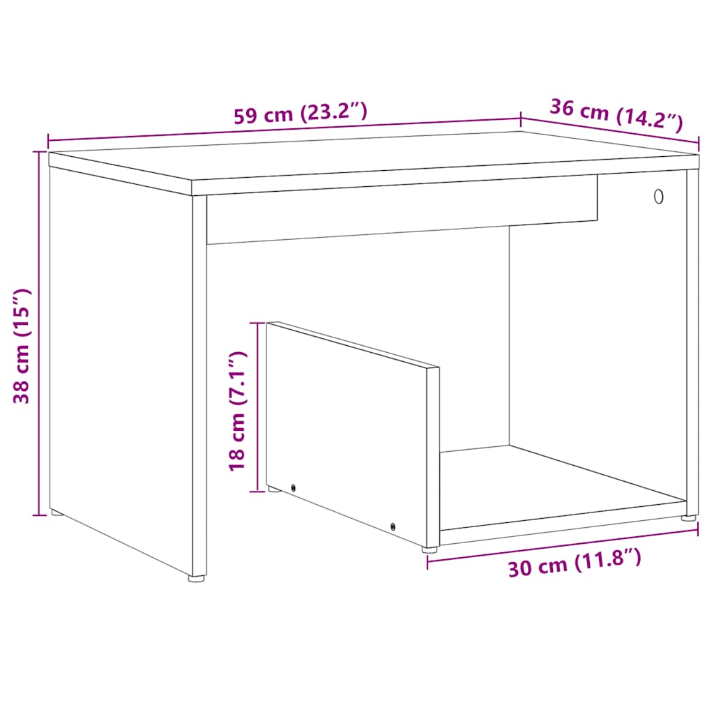 vidaXL Beistelltisch Altholz-Optik 59x36x38 cm Holzwerkstoff