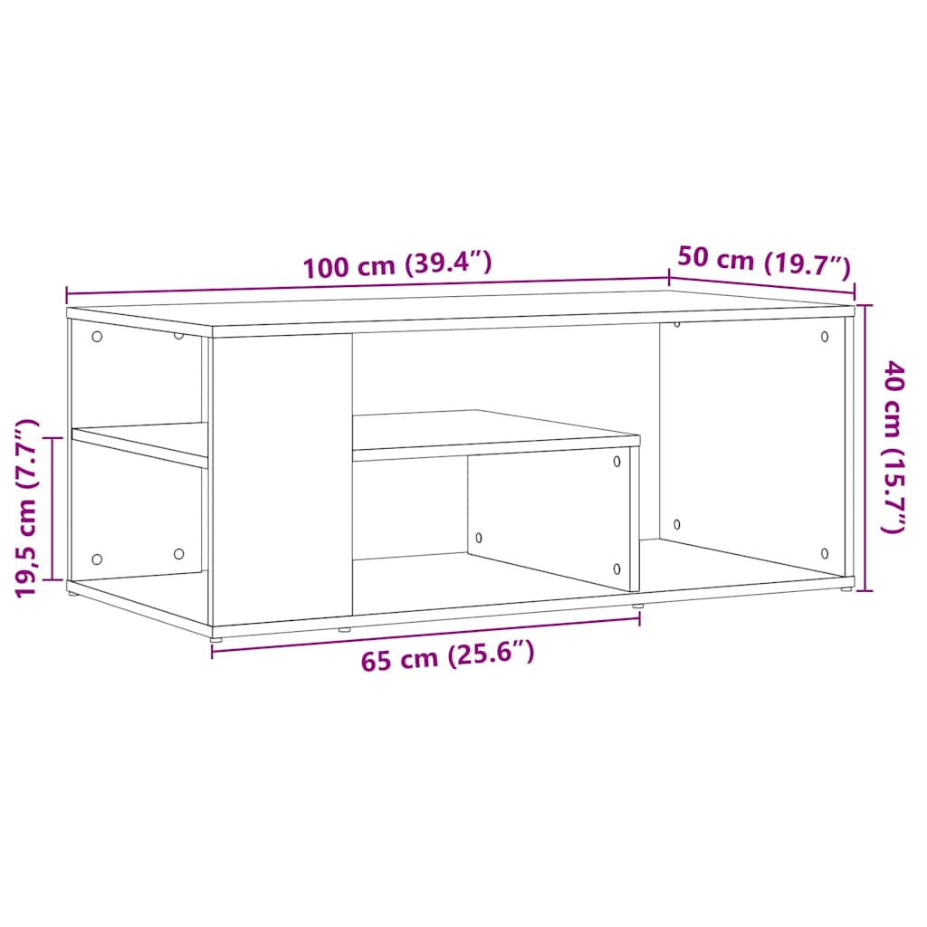 vidaXL Couchtisch Altholz-Optik 100x50x40 cm Holzwerkstoff