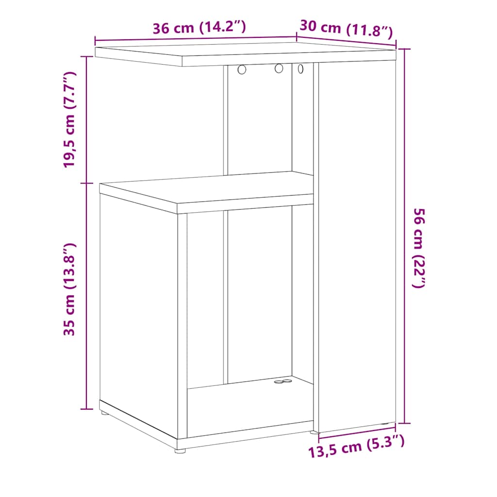vidaXL Table d'appoint Chêne Artisan 50x30x50 cm Bois d'ingénierie