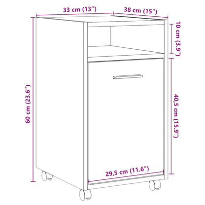 vidaXL Armoire à roulettes aspect bois de récupération 33x38x60 cm bois d'ingénierie