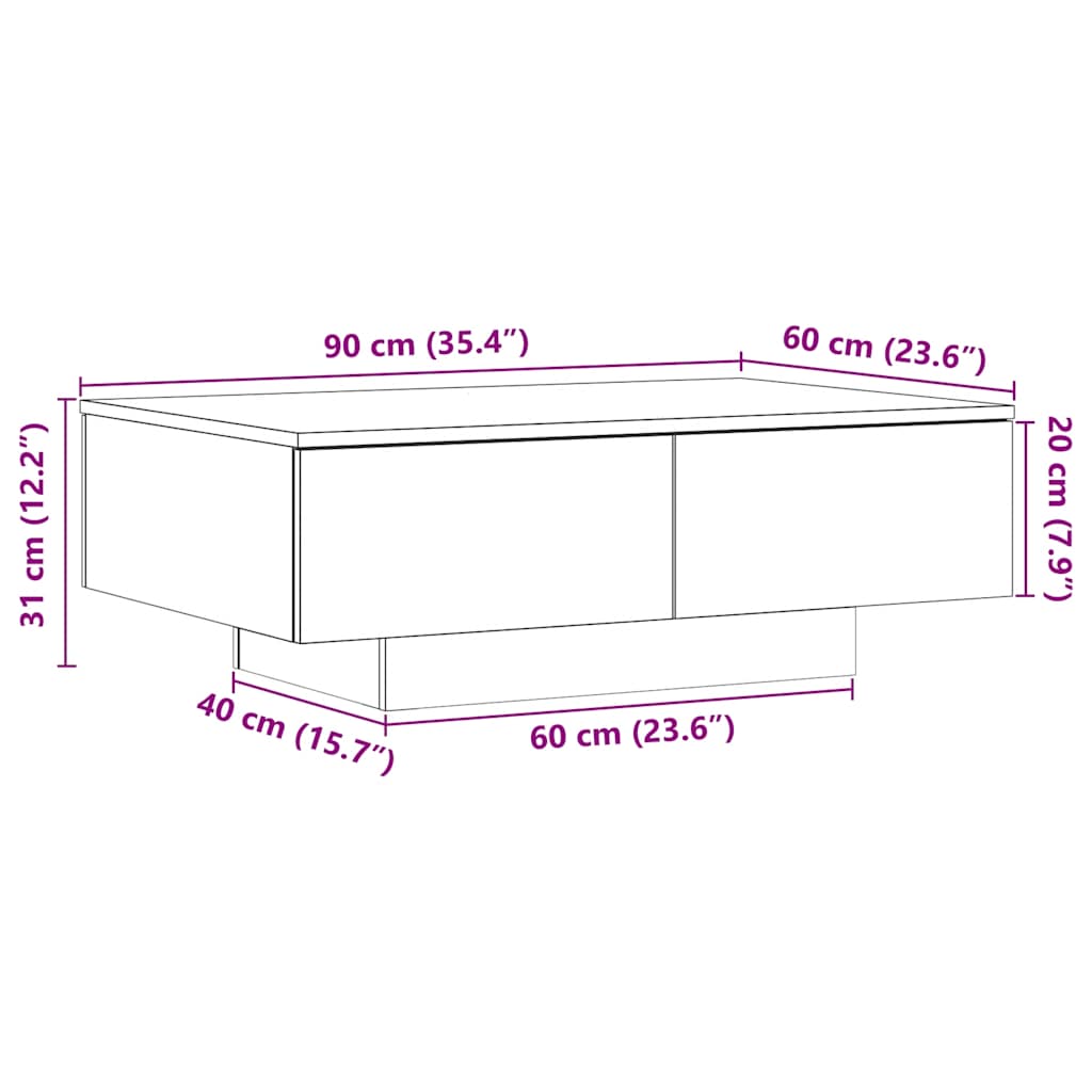 vidaXL Table basse aspect bois de récupération 90x60x31 cm Bois d'ingénierie