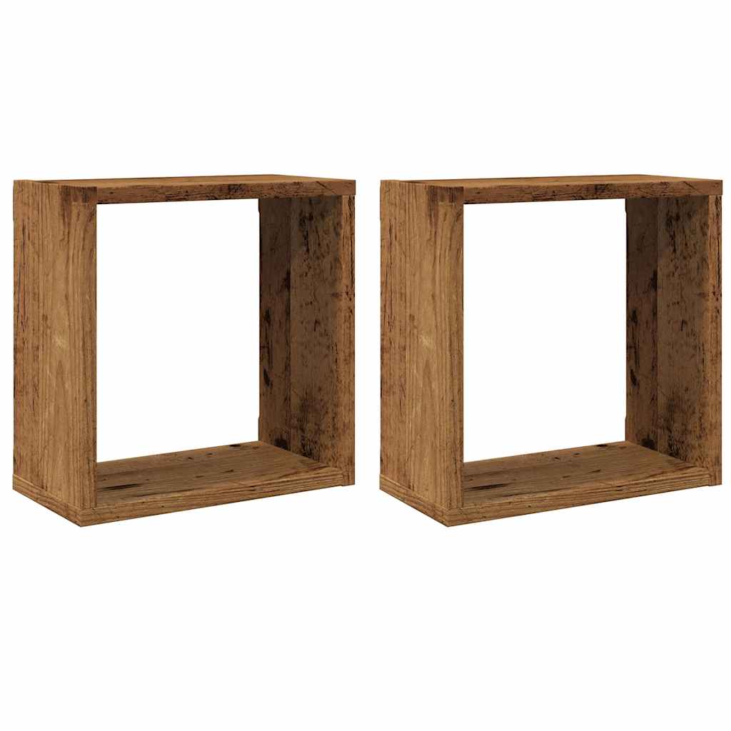 vidaXL Étagères murales cubes 2 pcs aspect bois de récupération 30x15x30 aggloméré